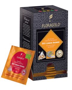 Bio Rooibostee Lemon Ingwer Pyramidenbeutel von Floragold, 15er Pack