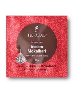 Schwarztee Assam FTGFOP 1 Mokalbari Golden Tippy 100 Pyramidenbeutel von Floragold,