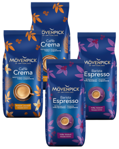 MÖVENPICK Espresso Crema Set mit 4 x 1000 g ganze Bohnen