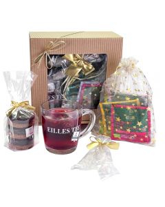GOLDENE WEIHNACHT Geschenkset von Eilles mit Teeglas, besten BIO Tea Diamonds und Elisenlebkuchen