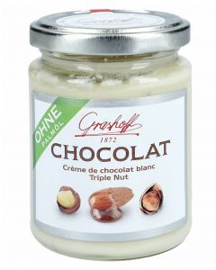 Schoko-Creme CHOCOLAT mit weißer Schokolade & drei Nusssorten von Grashoff, 235g