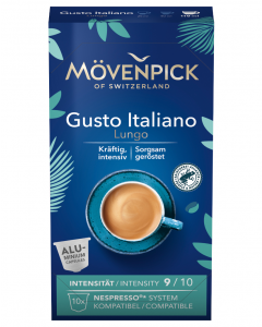 Kaffeekapseln GUSTO ITALIANO LUNGO in Alukapseln von Mövenpick, 10 Stück