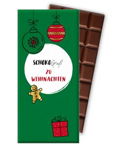 Schokogruss ZU WEIHNACHTEN Premium Schokoladentafel von Meybona, 100g