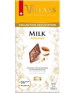 Schweizer Milchschokolade MILK ALMONDS mit Mandelstückchen 100g von Villars
