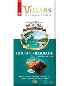 Schweizer Zartbitter Schokolade gefüllt mit Barbadisch Rum 100g von Villars