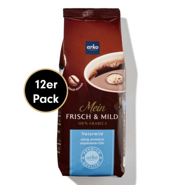 Kaffee-Sparpaket FRISCH & MILD naturmild von arko, 12x500g Bohnen
