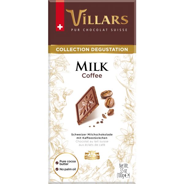 Schweizer Milchschokolade MILK COFFEE mit Kaffeestückchen 100g von Villars
